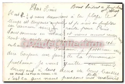 Pornichet - A Praia do Castelo — editor Neudien Beaulieu, n° 118 — Verso