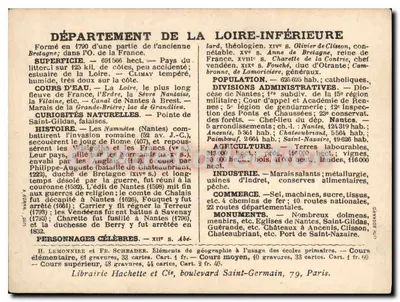 Département de la Loire-Inférieure — carte géographique et historique — éditeur Bognard, Paris — Verso