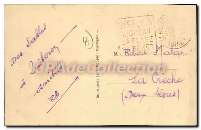 Saint-Brévin-l'Océan — plaża z chatami i zamekiem — Wydawnictwo Jéhly Poupin, Mortagne — Rewers