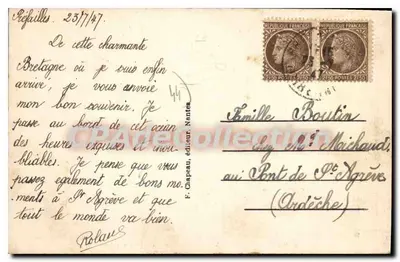 Préfailles (Loire-Inf.) — Na Costa — Rochas estranhas — F. Chapeau, editor — Verso