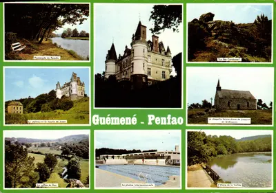 Bilhete postal semimoderno Guemene Penfao Loire Atlantique Juzet piscina étang de la Vallée chapelle fée carabosse moulin