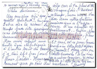 Bilhete postal semimoderno Guemene Penfao Loire Atlantique Juzet piscina étang de la Vallée chapelle fée carabosse moulin — Verso