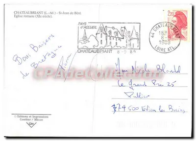 Châteaubriant — Kirche Saint-Jean de Béré (12. Jahrhundert) — Éditions et Impressions Combier / Mâcon — Rückseite