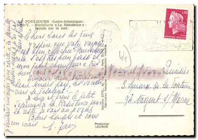 Le Pouliguen (Loire-Atlantique) — Ospedale « La Résidence » : facciata rivolta verso il mare — Editore ESTEL, n° 2.249-Y — Verso