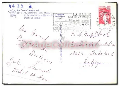 La Baule — Entrada da cidade pela Porta São Michel — CPAdeCollection — Verso