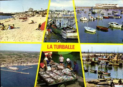 La Turballe — vista panorâmica do porto, da praia e do mercado — Éditions d'Art Louannec, n° 1499
