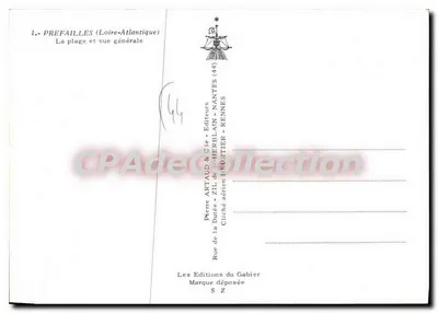 PREFAILLES (Loire-Atlantique) — A praia e vista geral — Pierre ARTAUD & Cie - Editores — Verso