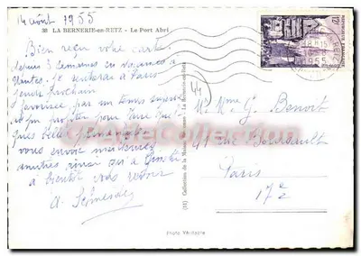 Le Port Abri — La Bernerie-en-Retz — Foto Autentica — Verso