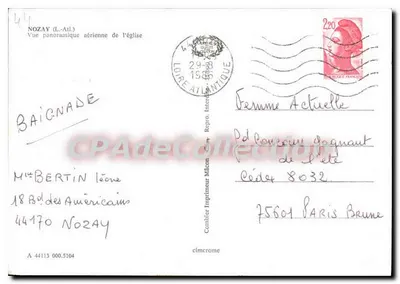 Nozay (Loire-Atlantique) — Vista panorâmica aérea da igreja — Cimy — Verso