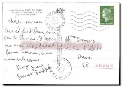 Les Moutiers en Retz — Praias de areia fina e clube de vela — editor desconhecido, n° 262 — Verso