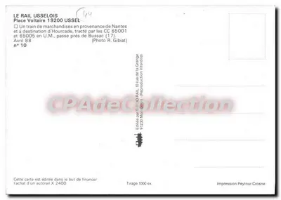 Pociąg towarowy w Voltaire — Ussel — wydanie Rail Usselois n°10 — Rewers