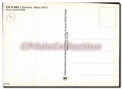 Parowóz 231 D 683 w Savenay — Marzec 1967 — Wydawnictwo Modernes & Illustrées — Rewers