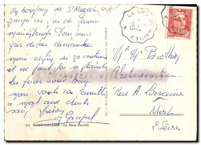 Puerto de Saint-Nazaire — La Base Naval — editor « Real Photo » n°151 — Reverso