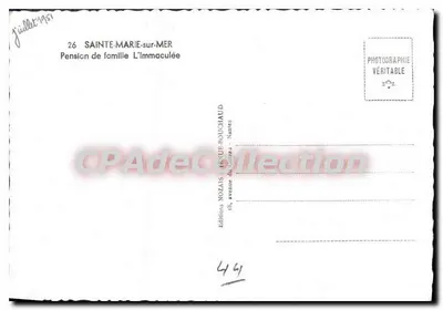 Sainte-Marie-sur-Mer — Pension de Família L'Immaculée — Edições Nozaïs-Bouchaud — Verso