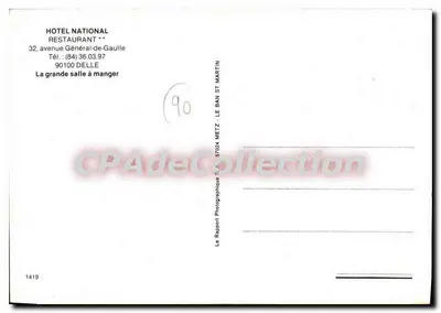 Jadalnia restauracji — Hotel National — Le Rapport Photographique S.A. n°1419 — Rewers