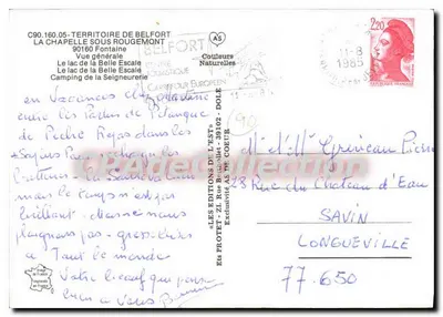 La Chapelle sous Rougemont — ogólne widok, jezioro Belle Escaïe, obozowisko — Wydawnictwo Protet — Rewers