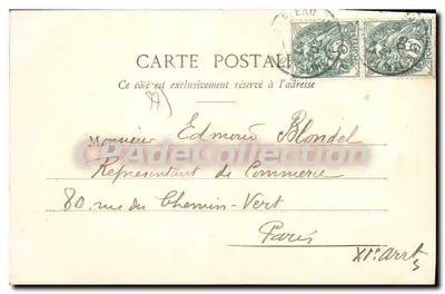 Quartier do Train dos Equipages — Fontainebleau — editor Trabal, n° 303 — Verso