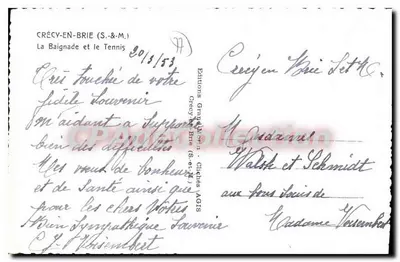 Crécy-en-Brie — Kąpiel i tenis — Wydawnictwo Grand'Plaine — Rewers