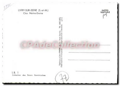 Livry-sur-Seine — Clos Notre-Dame — Éditions d'Art Yvon — Verso
