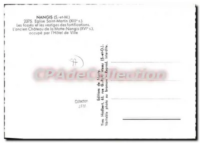Nangis — église Saint-Martin et vestiges fortifiés — Éditions de Massy — Verso