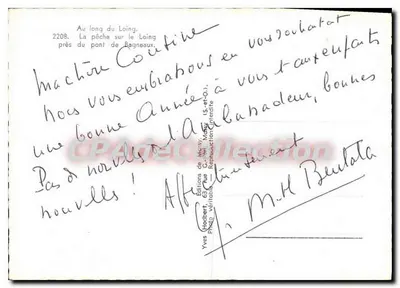 Pescaria no Loing — perto do ponte de Bagneaux — Yves Hodbert — Verso