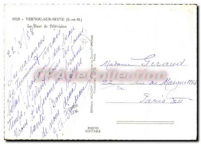 A Torre de Televisão — Vernou-sur-Seine (S.-et-M.) — Edições MIGNON — Verso