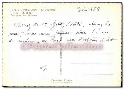 Lagny-sur-Marne — ogólny widok z powietrza — Éditions Aériennes Combier — Rewers