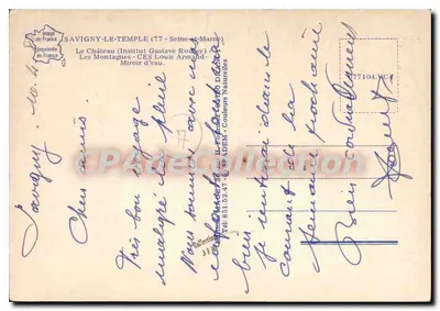Savigny-le-Temple — vue du château, des immeubles, d'un parc et d'un lac — éditeur MAGE — Verso