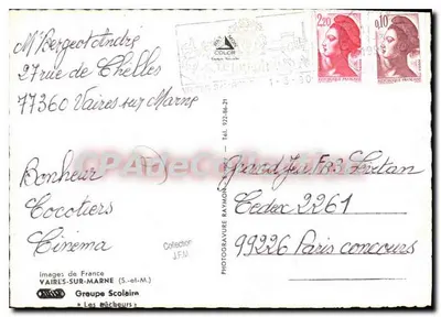 Escola — Vaires-sur-Marne — Grupo Escolar Les Mâcheurs — Verso
