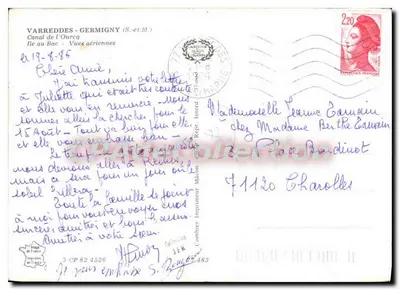 Varreddes e Germigny — vista aérea — Canal de l'Ouercq — editor Combier Imprimerie — Verso