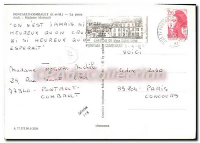 Pontault-Combault — Escritório das PTT — Editor Cing — Verso