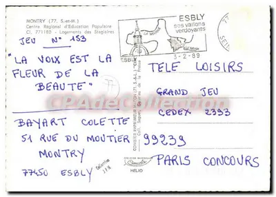 Centre Régional d'Éducation Populaire — Montry — éditeur Cim, n° 153 — Verso