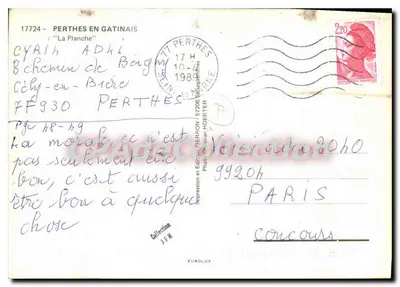 La Planche — Perthes-en-Gâtinais — Edição Christian Hoertter — Verso