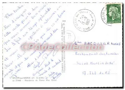 Maison de Pierre Mac Orlan — Résidence de Pierre Mac Orlan — Imprimerie Comblier, Saint-Cyr-sur-Morin — Verso