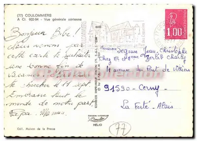 Coulommiers — Vista geral aérea — Impressor Magon (71, S.A.) — Verso