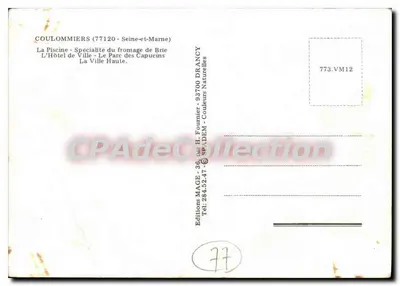 Coulommiers — piscine, fromage, hôtel, parc — Éditions MAGE — Verso
