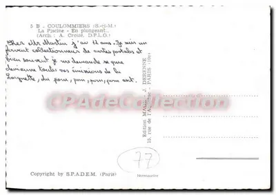 Basen w Coulommiers — W trakcie skoku — Wydawnictwo J. Derenne — Rewers