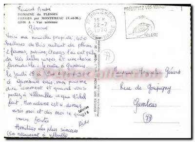 Domínio do Plessis — vista aérea — FORGES por MONTEREAU (S.-et-M.) — Verso