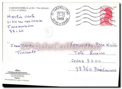 Faremoutiers (S.-et-M.) — Vue aérienne — L'église et l'abbaye — Éditions & Impressions Combier — Verso