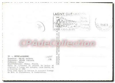 Seine en Marne — Antieke ansichtkaart met collage van uitzichten en gedetailleerde kaart — Uitgever Combière Imprimeur-Macon — Achterkant