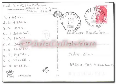Seine en Marne 77 — Antieke ansichtkaart met collage van uitzichten en gedetailleerde kaart — Uitgever Combier — Achterkant