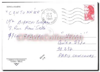 Seine e Marne 77 — Carta postal turística com mapa e fotografias de locais — Éditions et Impressions Combier / Macon — Verso