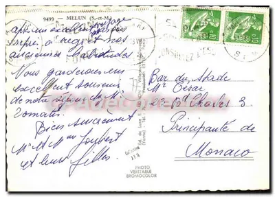 Melun — widok panoramiczny — Stara pocztówka deCollection — Rewers