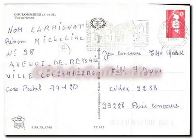 Coulommiers — luchtfoto — Uitgever Comber — Achterkant