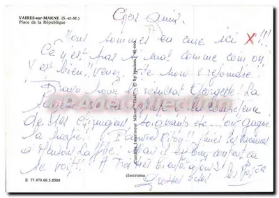 Vaires-sur-Marne — Praça da República — Cinq — Verso
