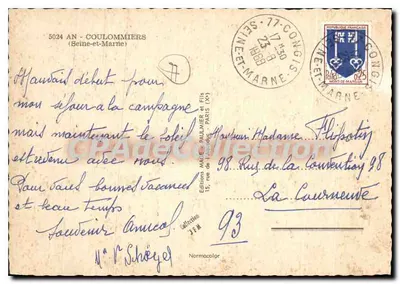Coulommiers — widok panoramiczny i zabytki — Éditions Macé-Paullier et Fils — Rewers