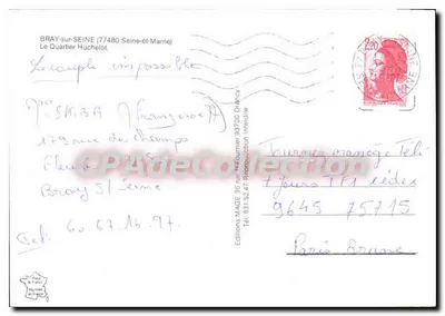 Bray-sur-Seine — bairro Huchelot — Edições MAGE 36 rue H.Fournier Drancy — Verso