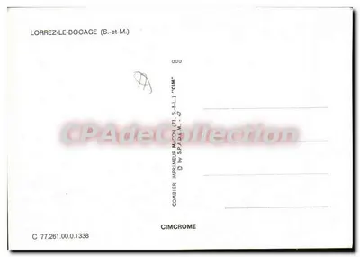 Lorrez-le-Bocage — vista aérea del pueblo y sus alrededores — Imprenta Combier, Macon — Reverso