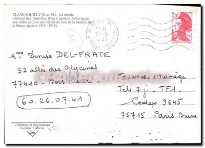 Castelo das Tourelles — Claye-Souilly — Edições e Impressões Combier / Mâcon — Verso
