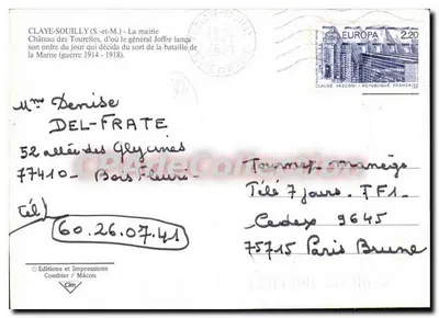 Castelo das Tourelles — Claye-Souilly — Edições e Impressões Combier / Mâcon — Verso